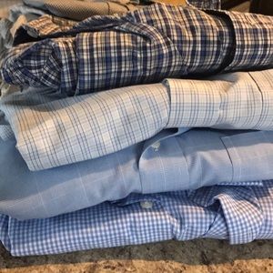 Men’s long sleeve dress shirts blue bundle